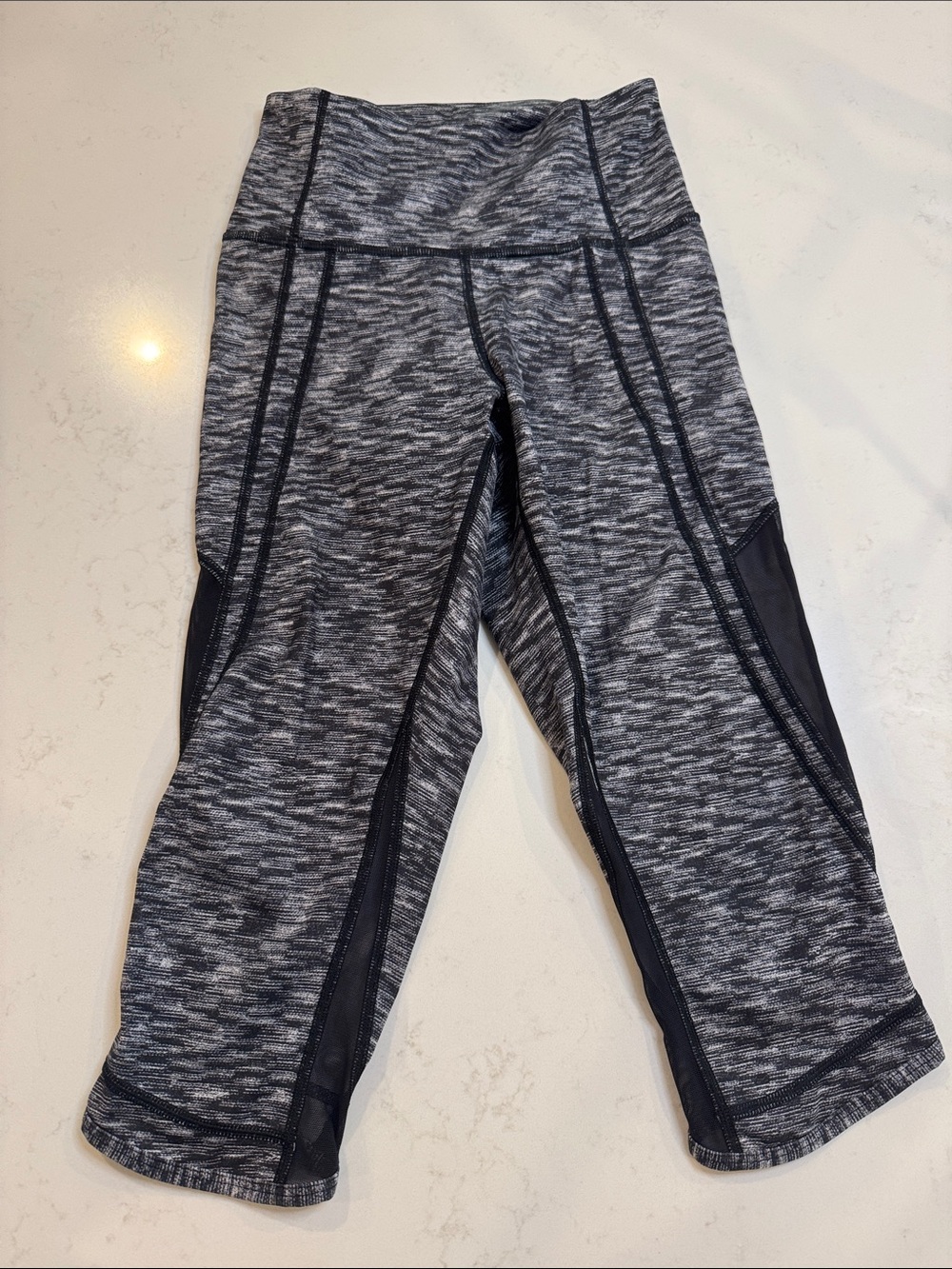 lululemon athletica Gray Space-Dye and Mesh sides High-Rise Cropped Leggings
